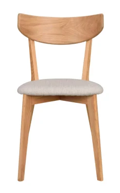 Ami stol lackad ek/beige-grått tyg