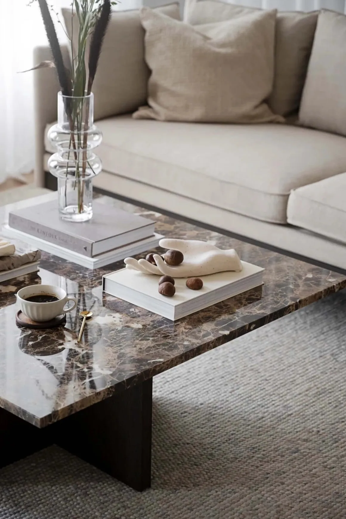 BROOKSVILLE SOFFBORD KVADRATISKT BRUN MARMOR