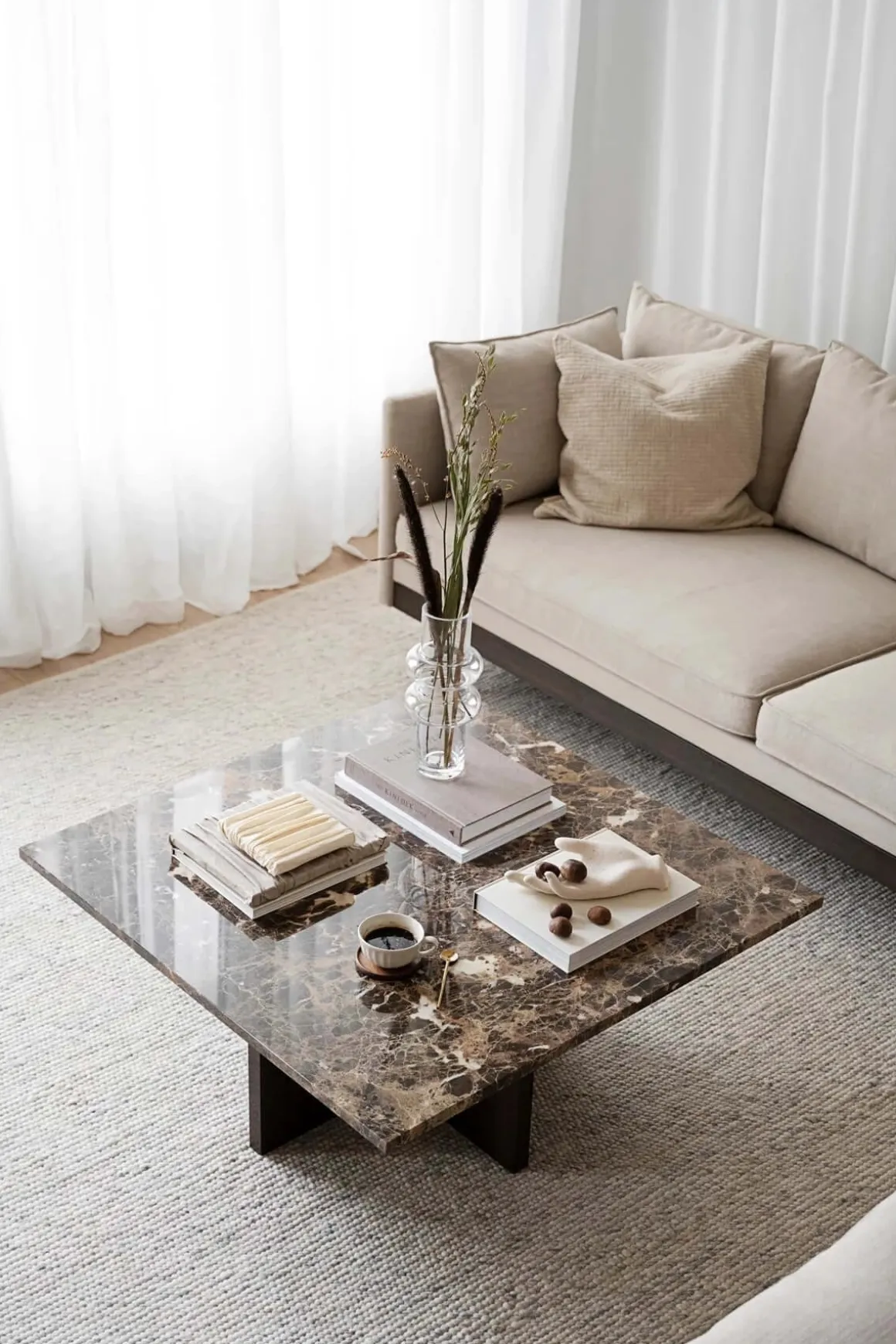 BROOKSVILLE SOFFBORD KVADRATISKT BRUN MARMOR