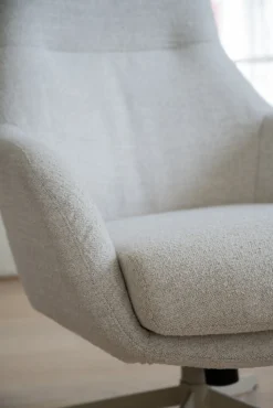 Conroe fåtölj ljusbeige tyg/beige metall snurr