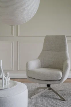 Conroe fåtölj ljusbeige tyg/beige metall snurr