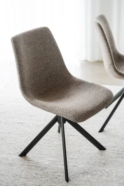Dunmore stol mörkbeige tyg/svart metall snurr-tilt