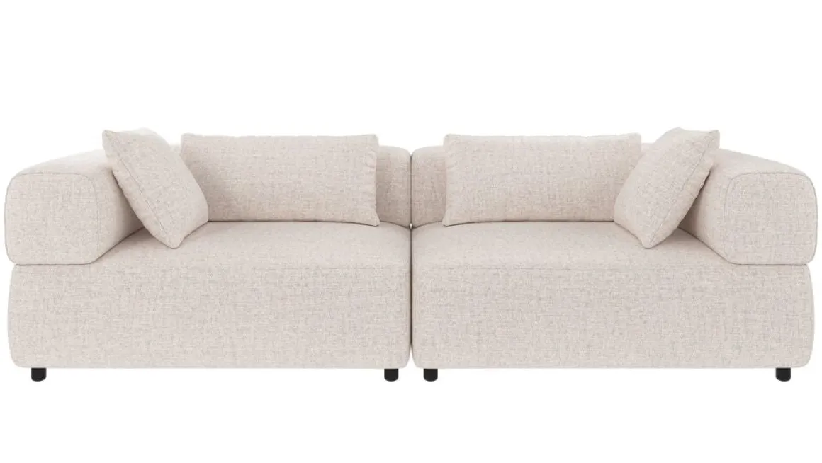 Falkner soffa 3-sits ljusbeige tyg Oscar #1 (k3)