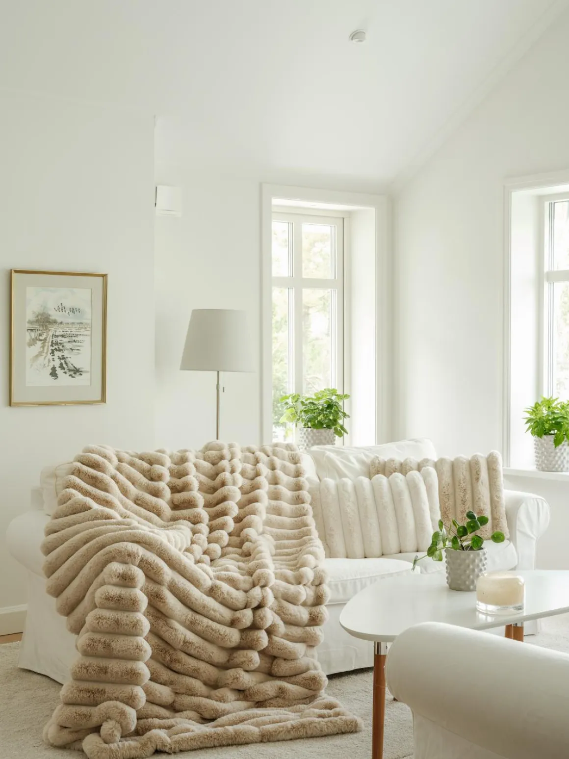 Liny Blanket L - Beige Pläd