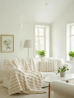 Liny Blanket L - Ivory Pläd