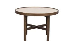 Marsden soffbord runt Ø60 beige keramik/brun ek