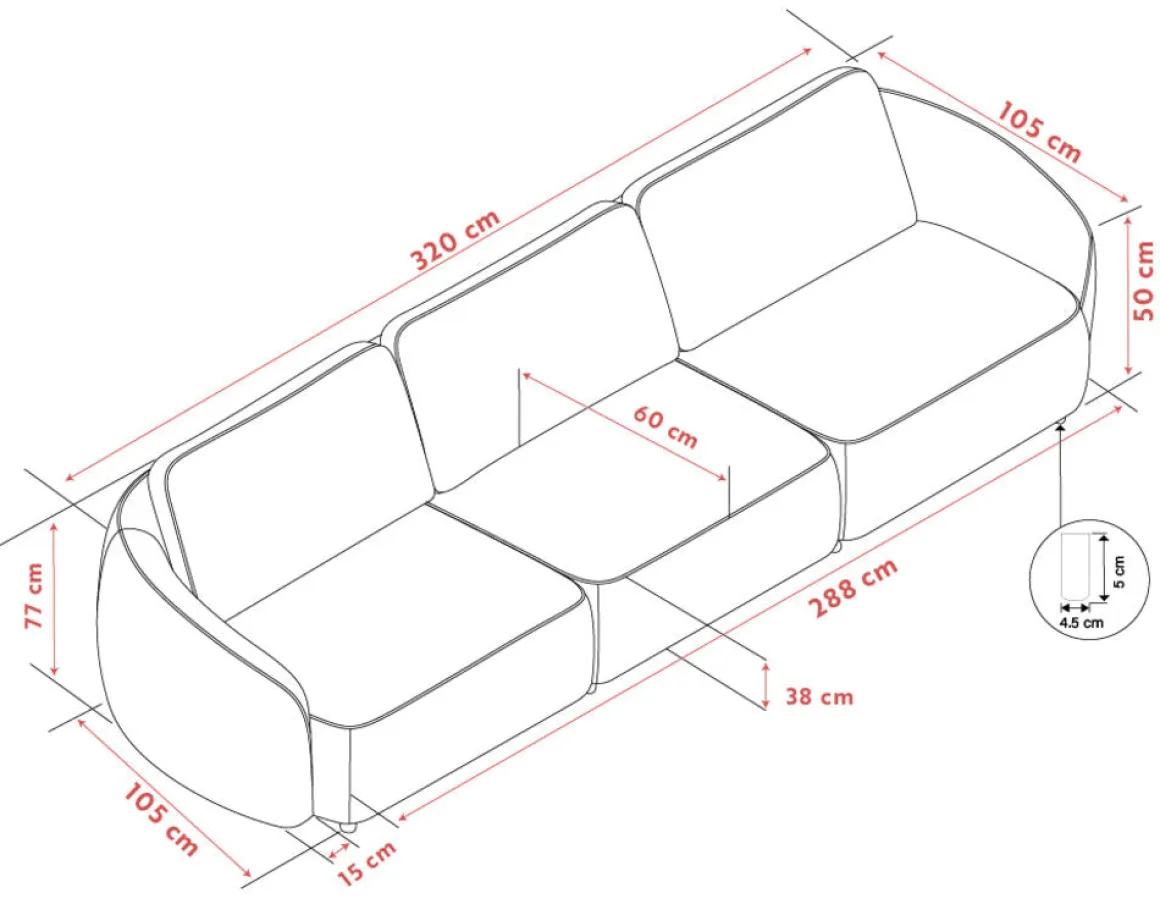 Norris 4-sits Soffa tyg K2