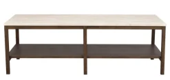 Orwel soffbord 140x60 beige travertin/brun ek