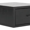 REGAL Sängbord för vägg – svartlackad ek