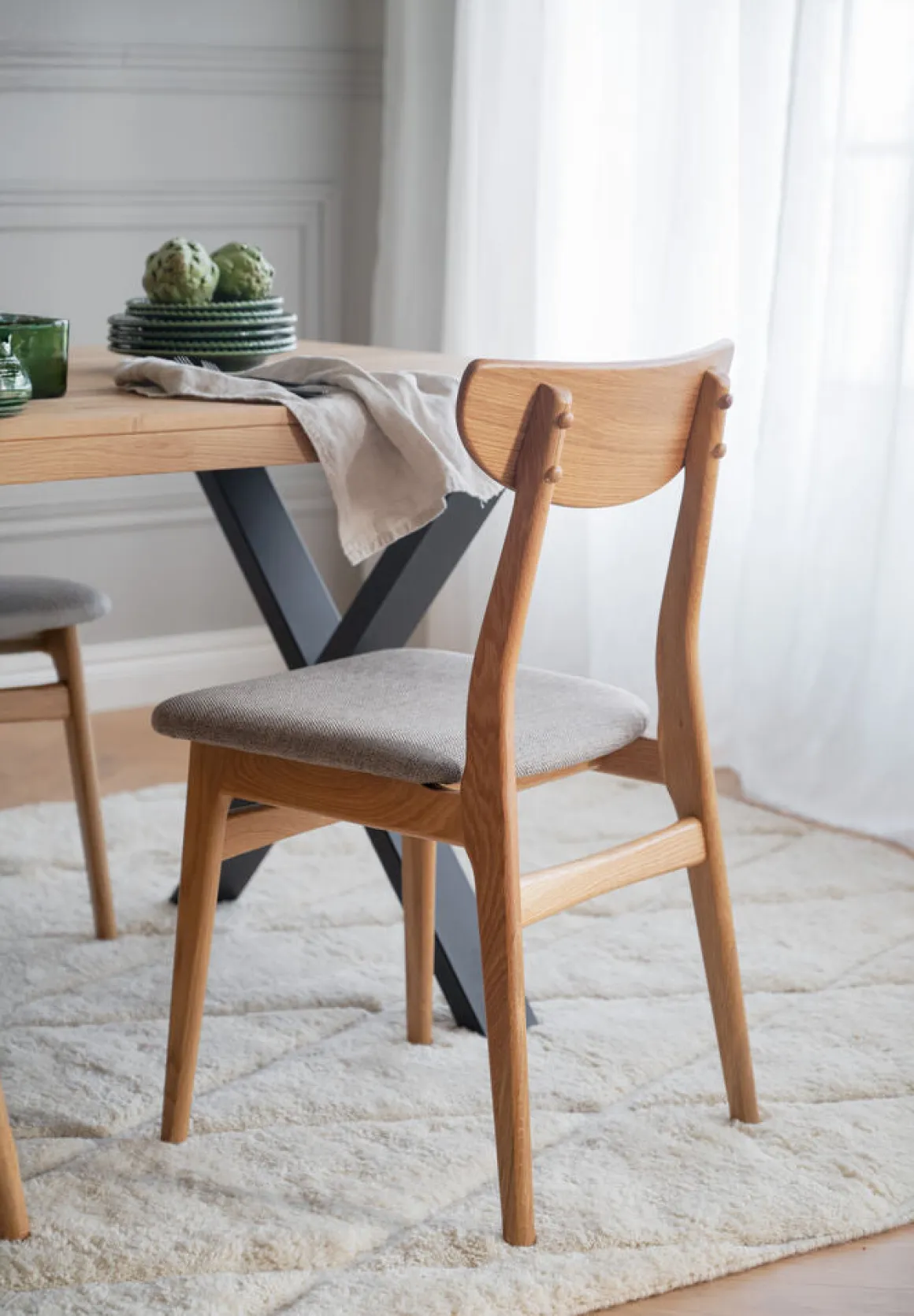 Rodham stol ek/grå-beige