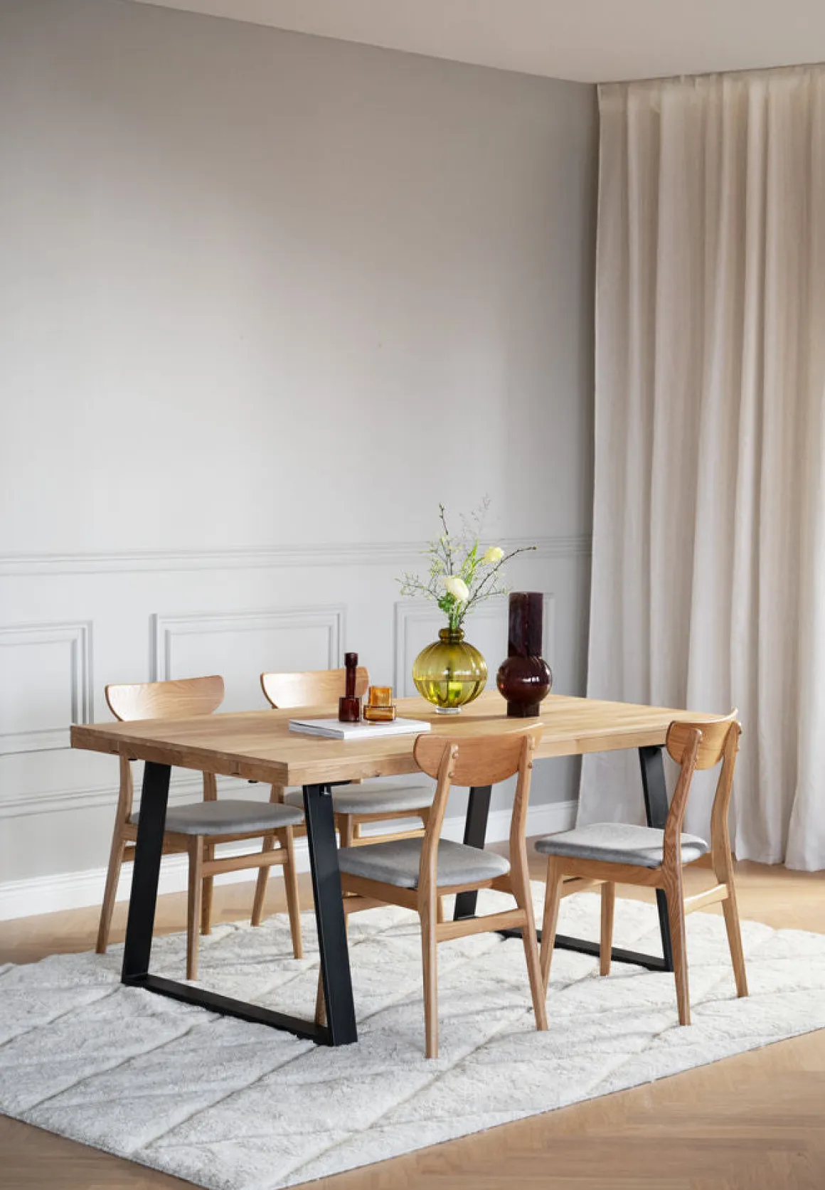 Rodham stol ek/grå-beige