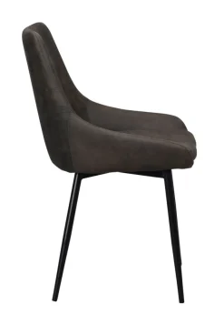 Sierra stol mörkgrå microfiber/svarta metall ben