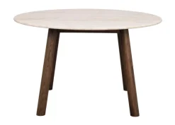 Taransay matbord Ø125 beige travertin/brun ek
