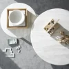 Taransay soffbord Ø60 beige travertin/brun ek
