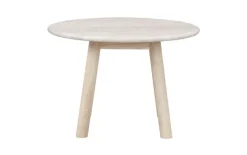 Taransay soffbord Ø60 beige travertin/vitpigmenterad ek