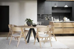 Waterton karmstol ek/beige tyg